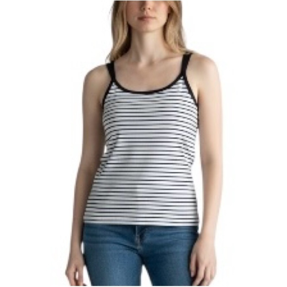 Zara Juniors Ribbed Knit Cotton Blend Black & White Striped Tank Top 13-14